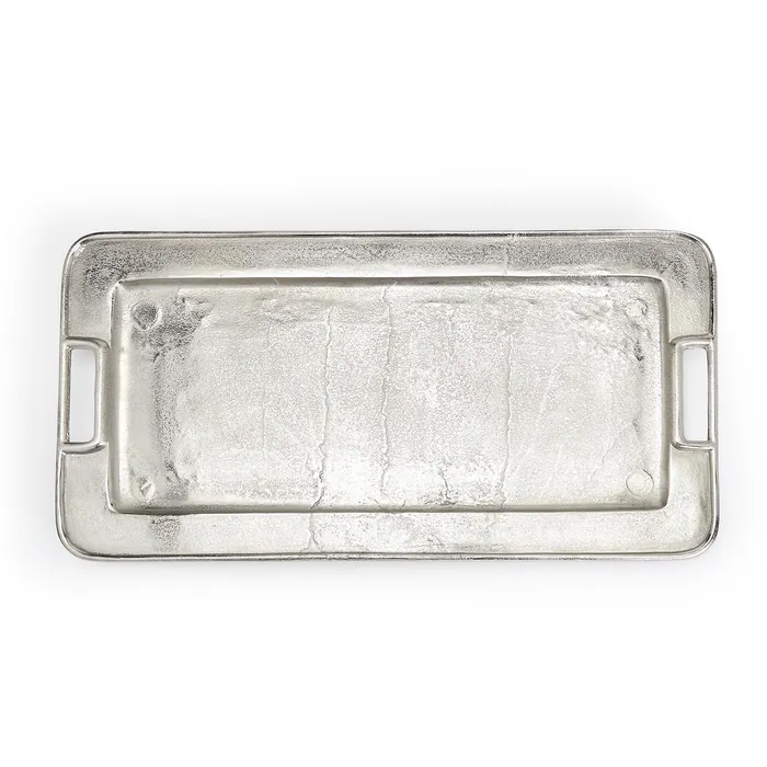 Twos Company Normandie Decorative Rectangular Silver Tray Recycled Aluminum Twos Company Rings