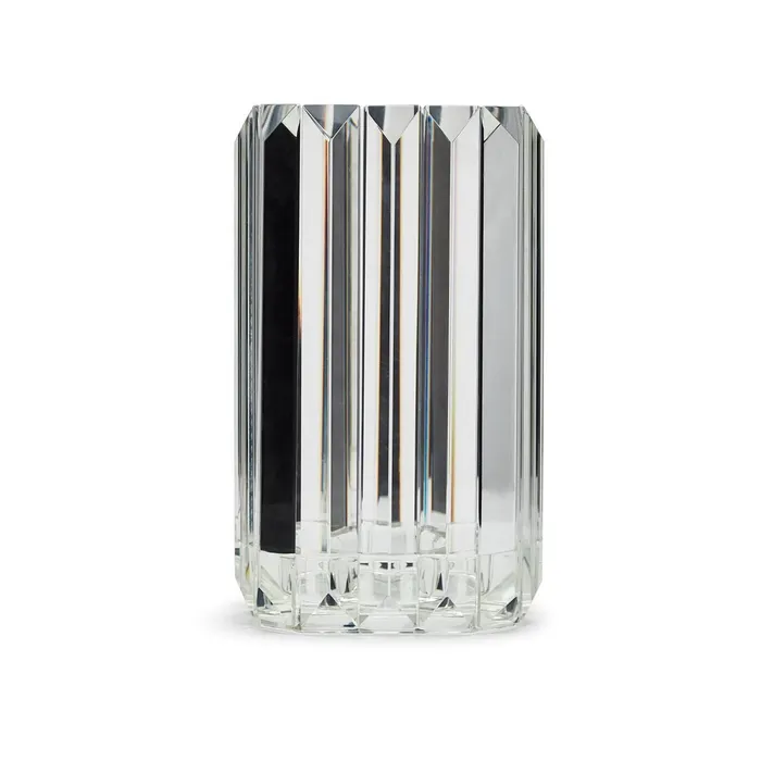 Twos Company Prism Facets HandCut Crystal Glass Sculpture Vase Hurricane Twos Company Rings