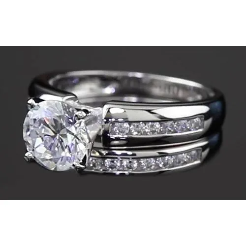 White Gold 14K Engagement Ring Set Round Natural Earth Mined Diamond 4 Prong 3 Carats GB Rings White Gold 14K Engagement Ring Set Round Natural Earth Mined Diamond 4 Prong 3 Carats GB Rings