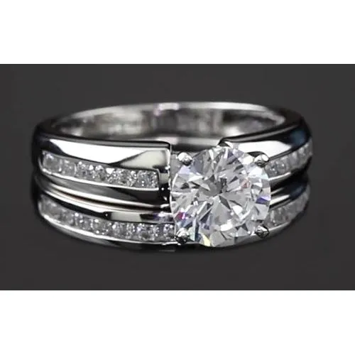 White Gold 14K Engagement Ring Set Round Natural Earth Mined Diamond 4 Prong 3 Carats GB Rings White Gold 14K Engagement Ring Set Round Natural Earth Mined Diamond 4 Prong 3 Carats GB Rings
