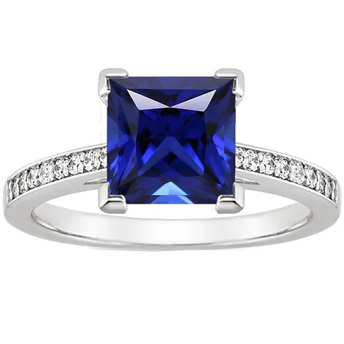 White Gold Engagement Ring Princess Blue Sapphire Natural Earth Mined Diamond 4 Carats HarryChadEntcom Rings White Gold Engagement Ring Princess Blue Sapphire Natural Earth Mined Diamond 4 Carats HarryChadEntcom Rings