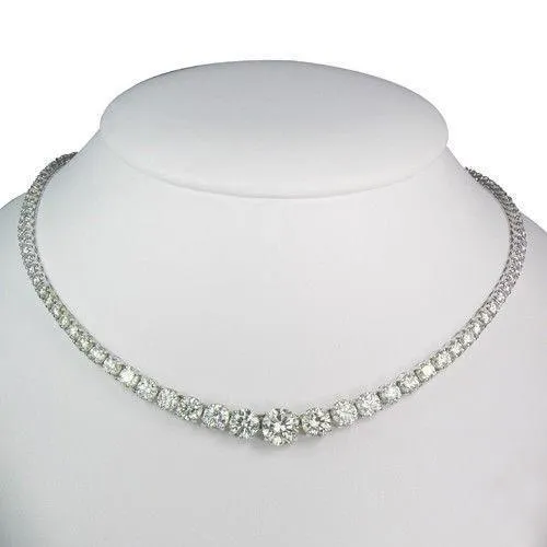 White Gold Sparkling Brilliant Cut 1400 Ct Natural Earth Mined Diamonds Necklace GB Necklaces White Gold Sparkling Brilliant Cut 1400 Ct Natural Earth Mined Diamonds Necklace GB Necklaces