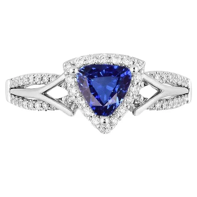 Womens Halo Natural Earth Mined Diamond Ring 3 Carats Trillion Blue Sapphire Split Shank HarryChadEntcom Rings Womens Halo Natural Earth Mined Diamond Ring 3 Carats Trillion Blue Sapphire Split Shank HarryChadEntcom Rings