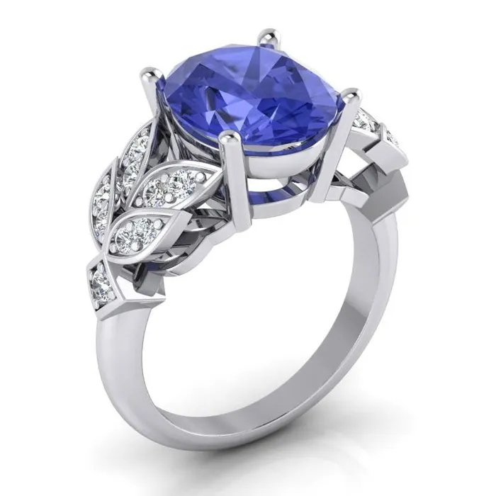 Womens Natural Earth Mined Diamond Ring White Gold Oval Tanzanite Gemstone 665 Carats GB Rings Womens Natural Earth Mined Diamond Ring White Gold Oval Tanzanite Gemstone 665 Carats GB Rings