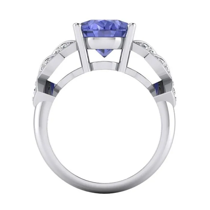 Womens Natural Earth Mined Diamond Ring White Gold Oval Tanzanite Gemstone 665 Carats GB Rings