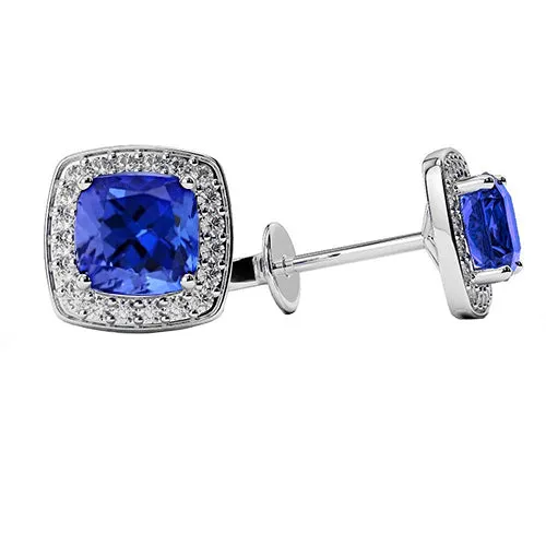 Women Studs Earrings 450 Carats Tanzanite With Natural Earth Mined Diamonds Jewelry GB Earrings Women Studs Earrings 450 Carats Tanzanite With Natural Earth Mined Diamonds Jewelry GB Earrings