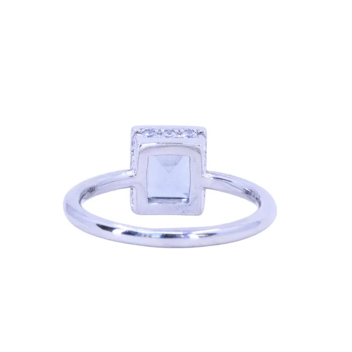121ct Baguette Cut BlueGrey Spinel and Diamond Low Profile Bezel Hidden Halo Solitaire Ring in Platinum Discovery Gems Rings