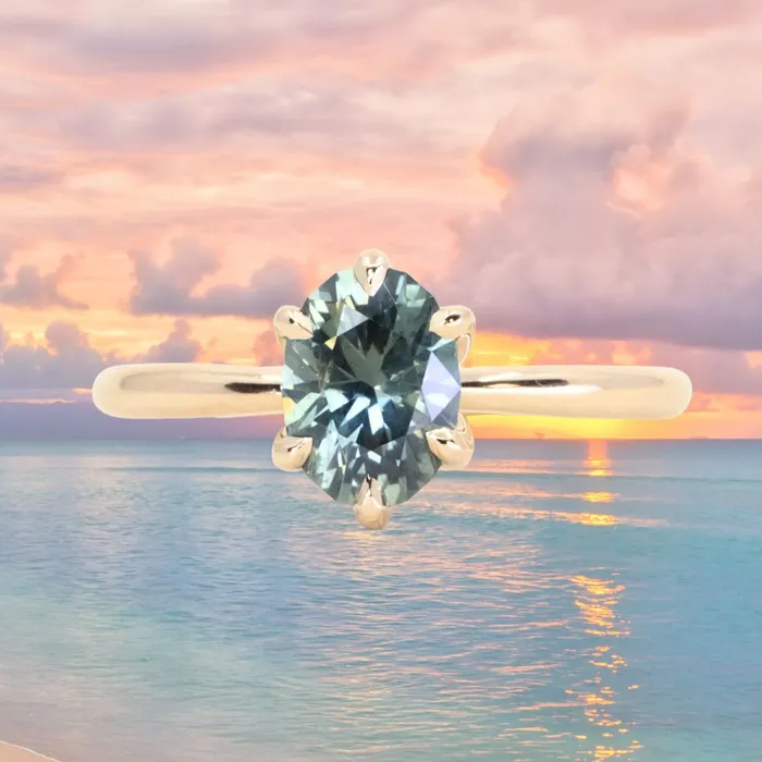 171ct Precision Cut Oval Montana Sapphire Diamondstudded Sea Star Solitaire in 14k Yellow Gold Americut Gems Earrings