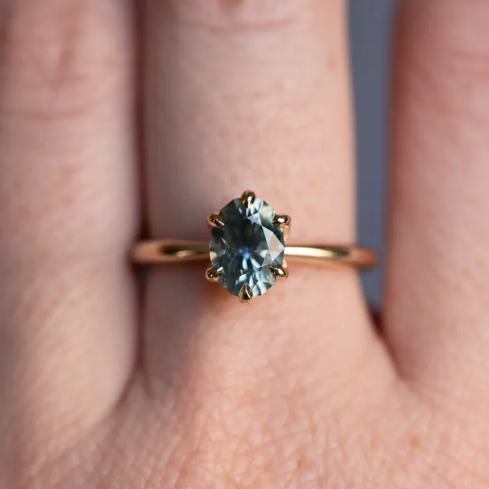 171ct Precision Cut Oval Montana Sapphire Diamondstudded Sea Star Solitaire in 14k Yellow Gold Americut Gems Earrings