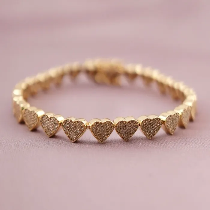 10k Gold Diamond Heart Bracelet 7in C710 AB and J Bracelets