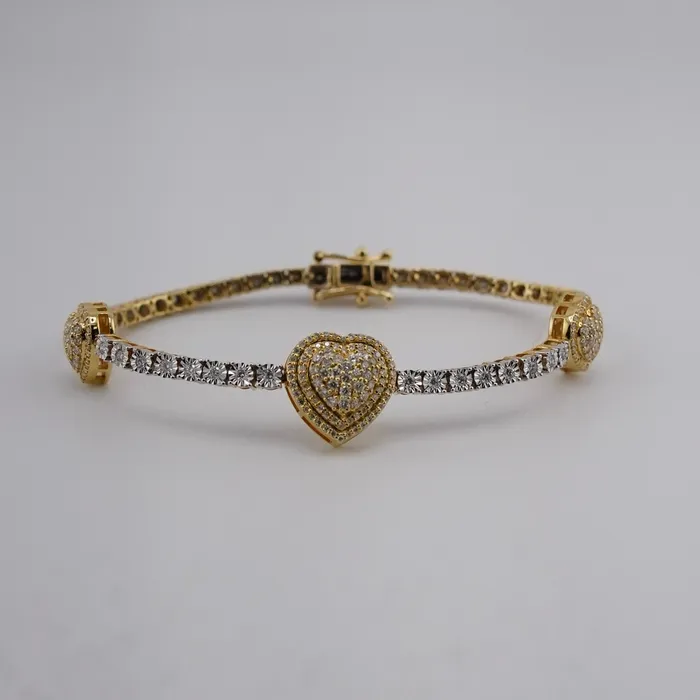 10k Gold Diamond Heart Bracelet 7in C712 AB and J Bracelets