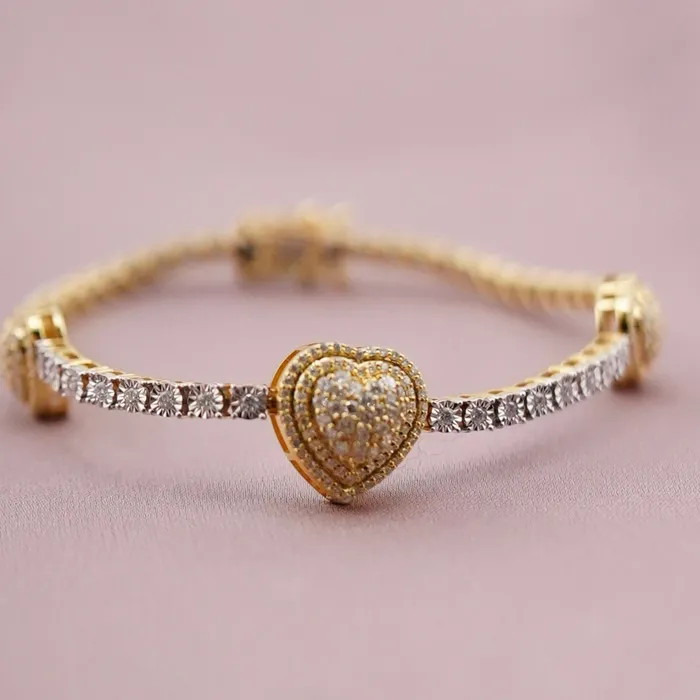 10k Gold Diamond Heart Bracelet 7in C712 AB and J Bracelets