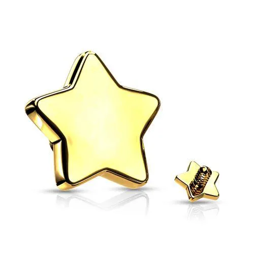 14g Flat Star Gold End Tulsa Body Jewelry Earrings