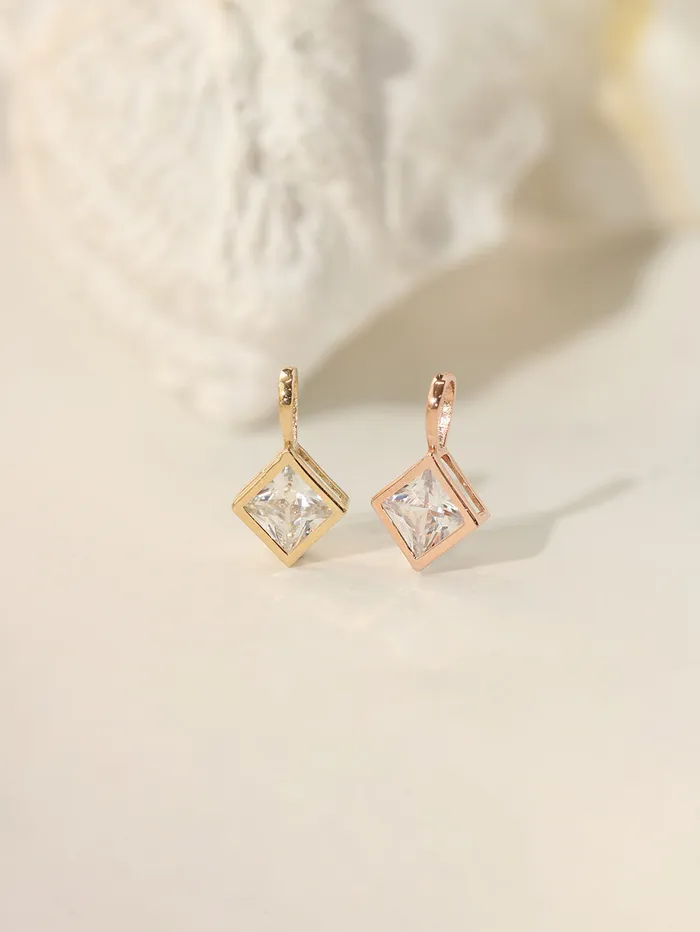 14K 18K Gold Daily Square Cubic Pendant Necklace MinimalBijoux Necklaces