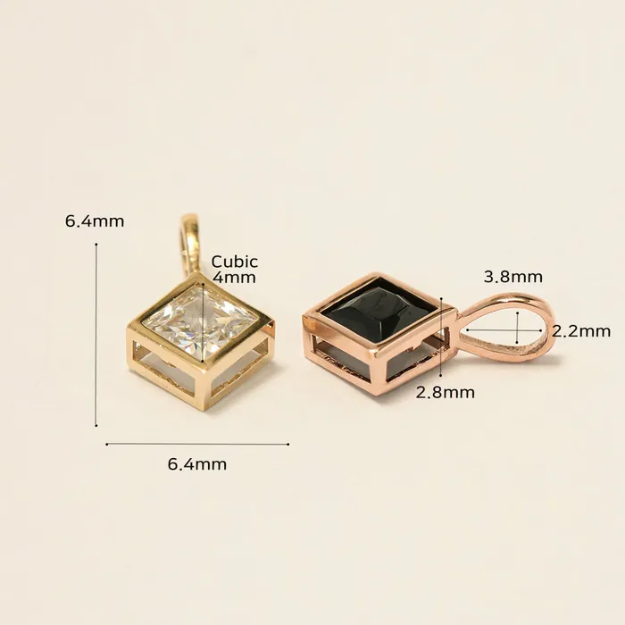 14K 18K Gold Daily Square Cubic Pendant Necklace MinimalBijoux Necklaces