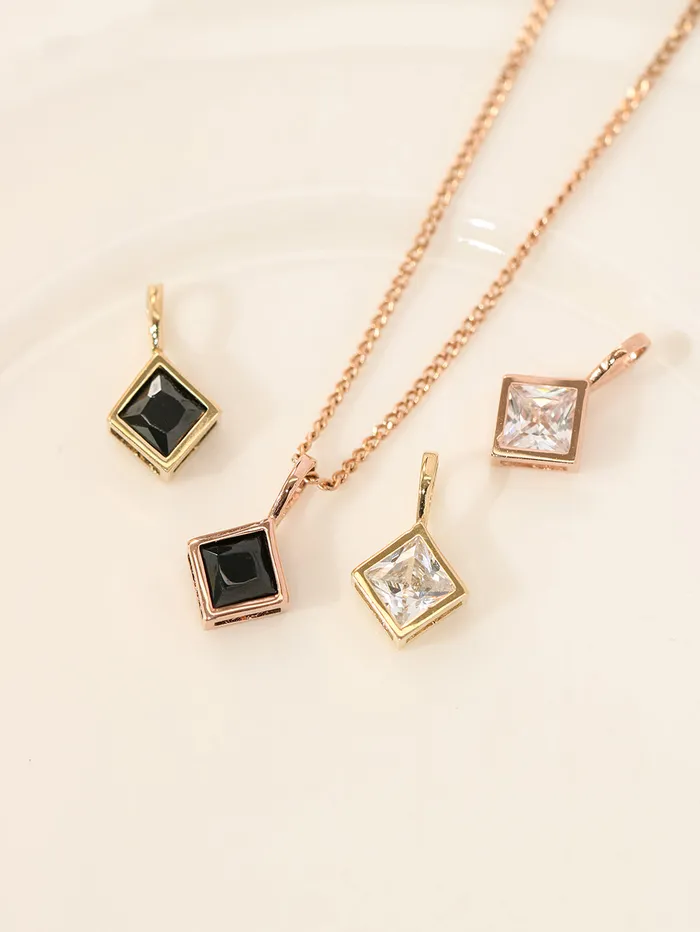 14K 18K Gold Daily Square Cubic Pendant Necklace MinimalBijoux Necklaces