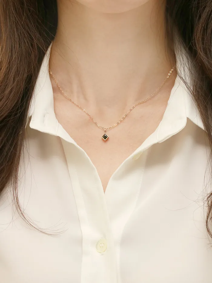 14K 18K Gold Daily Square Cubic Pendant Necklace MinimalBijoux Necklaces
