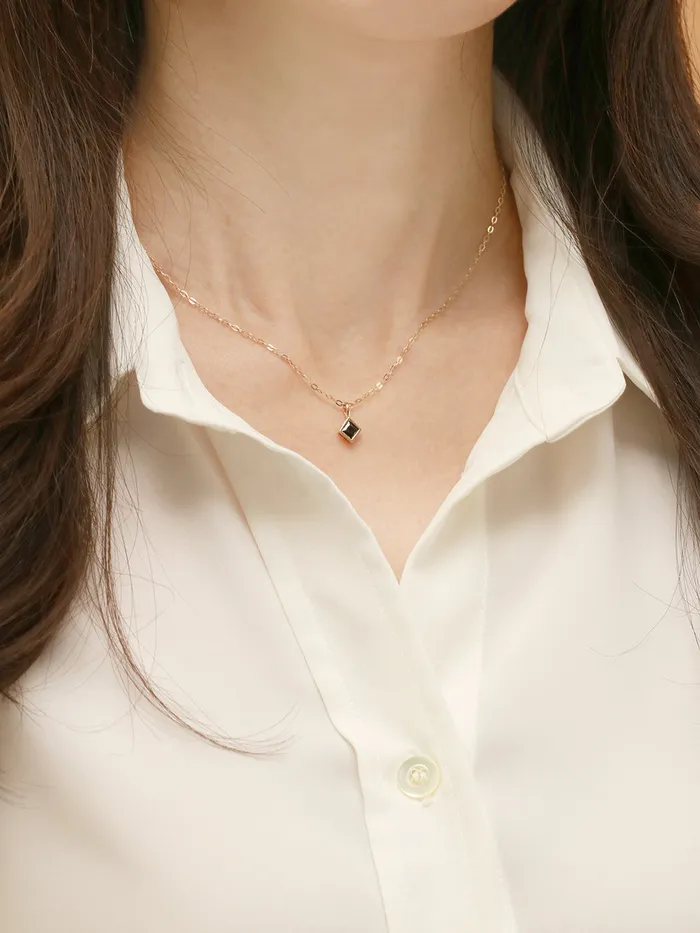 14K 18K Gold Daily Square Cubic Pendant Necklace MinimalBijoux Necklaces