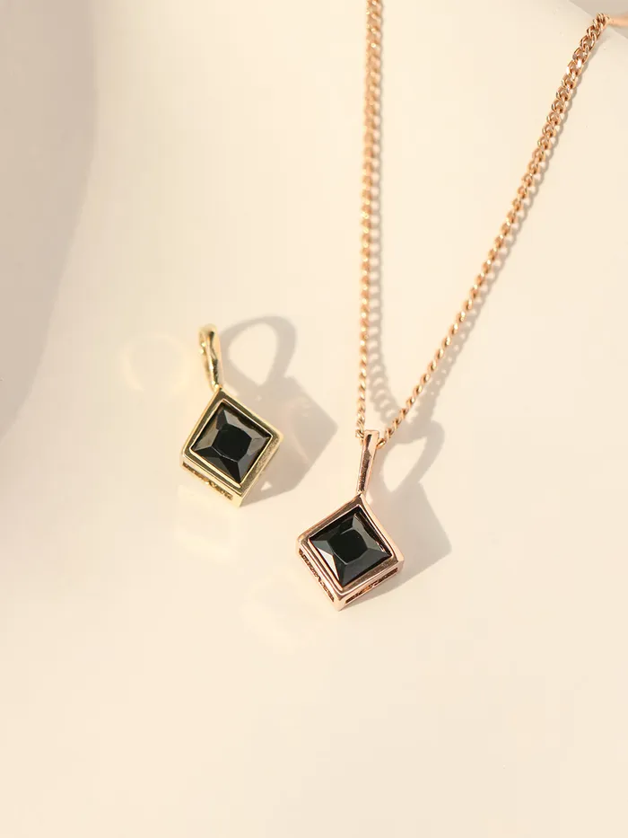 14K 18K Gold Daily Square Cubic Pendant Necklace MinimalBijoux Necklaces