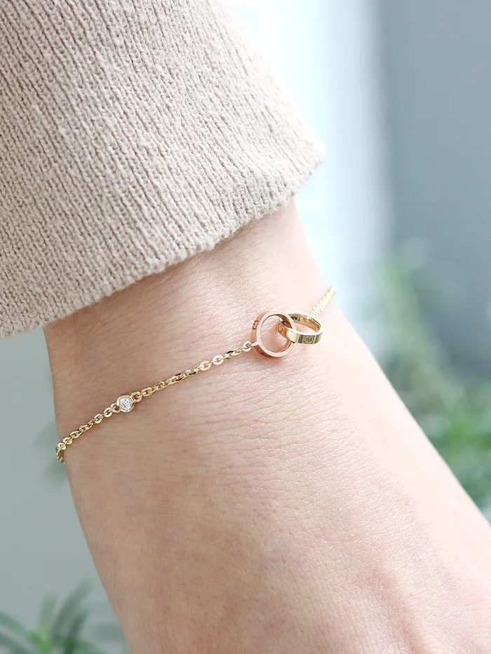 14K 18K gold Love Two Ring bracelet MinimalBijoux Bracelets