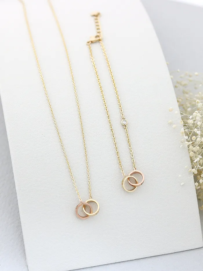 14K 18K gold Love Two Ring bracelet MinimalBijoux Bracelets