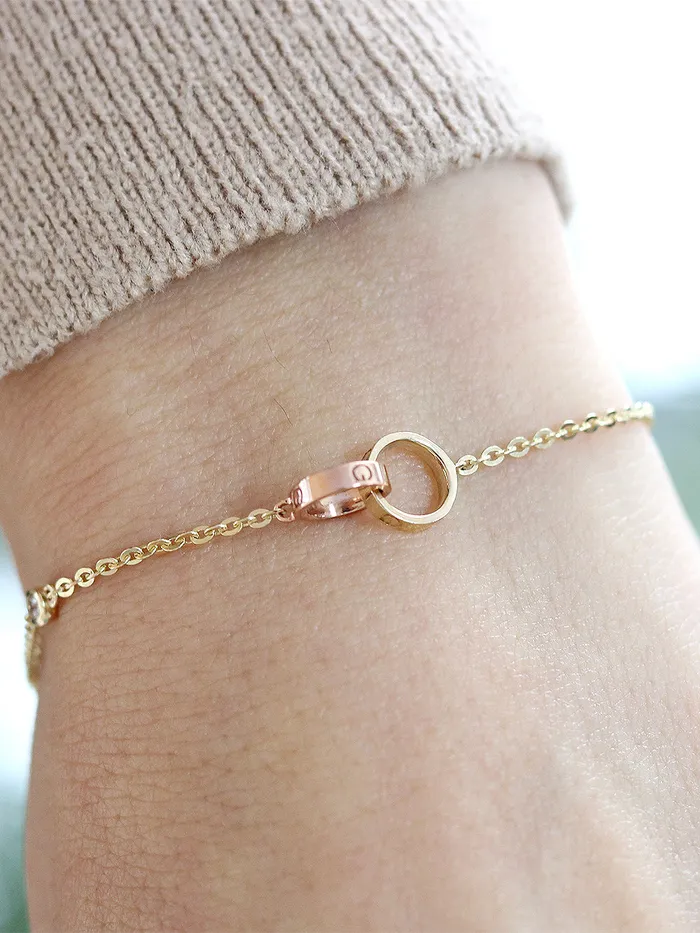 14K 18K gold Love Two Ring bracelet MinimalBijoux Bracelets