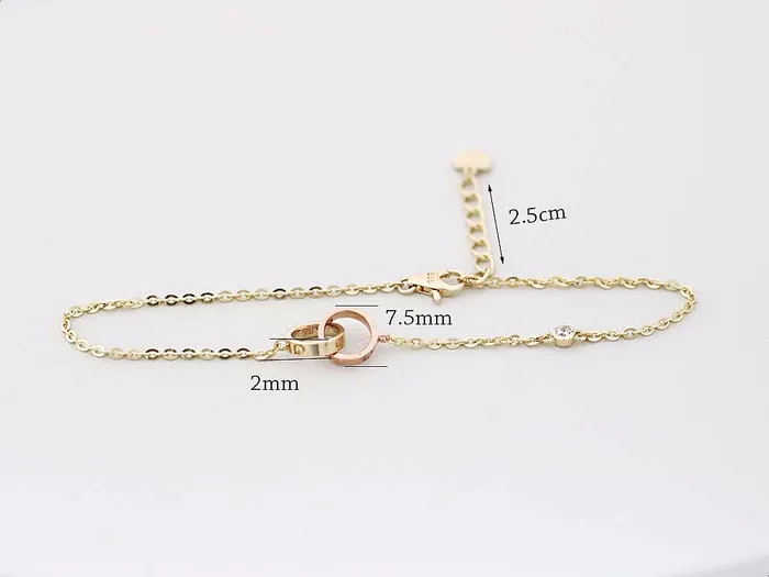 14K 18K gold Love Two Ring bracelet MinimalBijoux Bracelets