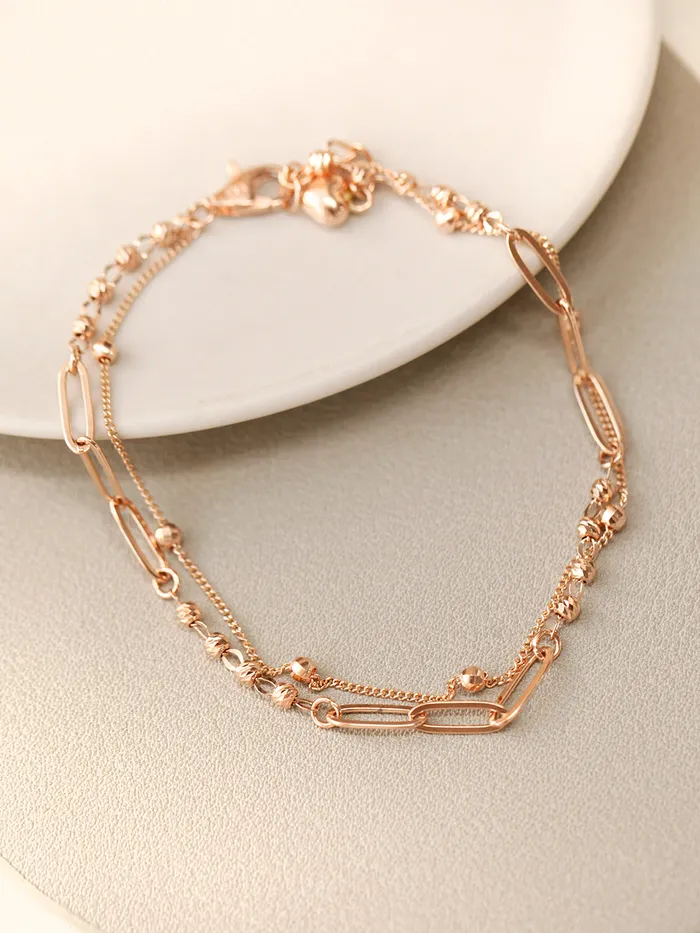 14K 18K Gold Roche Cutting Ball Clip two lines Chain Bracelet MinimalBijoux Bracelets