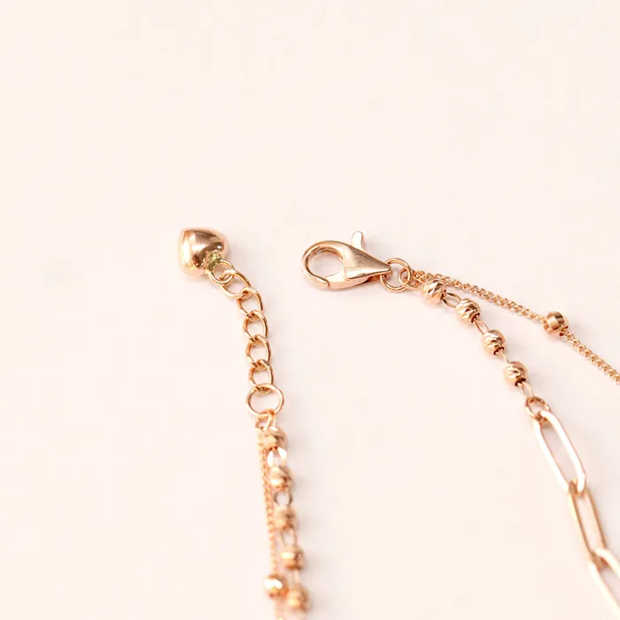 14K 18K Gold Roche Cutting Ball Clip two lines Chain Bracelet MinimalBijoux Bracelets