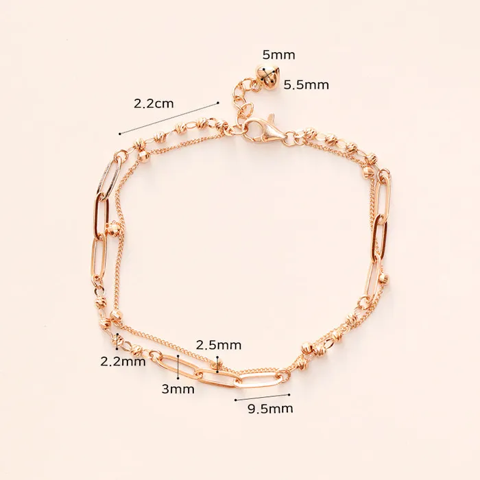 14K 18K Gold Roche Cutting Ball Clip two lines Chain Bracelet MinimalBijoux Bracelets