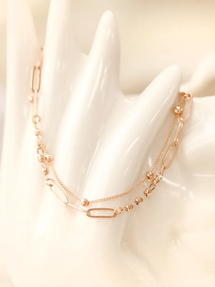 14K 18K Gold Roche Cutting Ball Clip two lines Chain Bracelet MinimalBijoux Bracelets