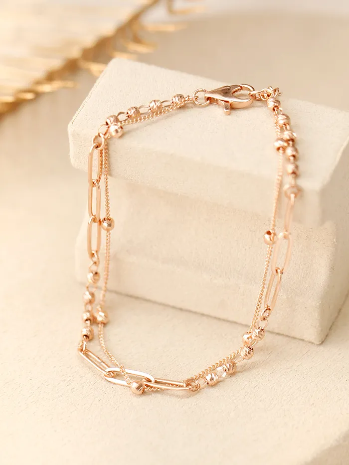 14K 18K Gold Roche Cutting Ball Clip two lines Chain Bracelet MinimalBijoux Bracelets