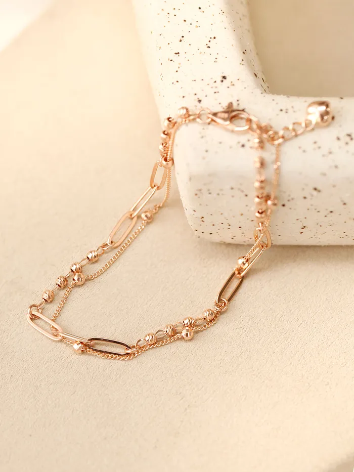 14K 18K Gold Roche Cutting Ball Clip two lines Chain Bracelet MinimalBijoux Bracelets
