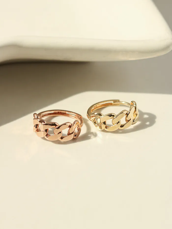 14K 18K Gold Twist Bold Chain Cartilage Hoop Earring MinimalBijoux Earrings
