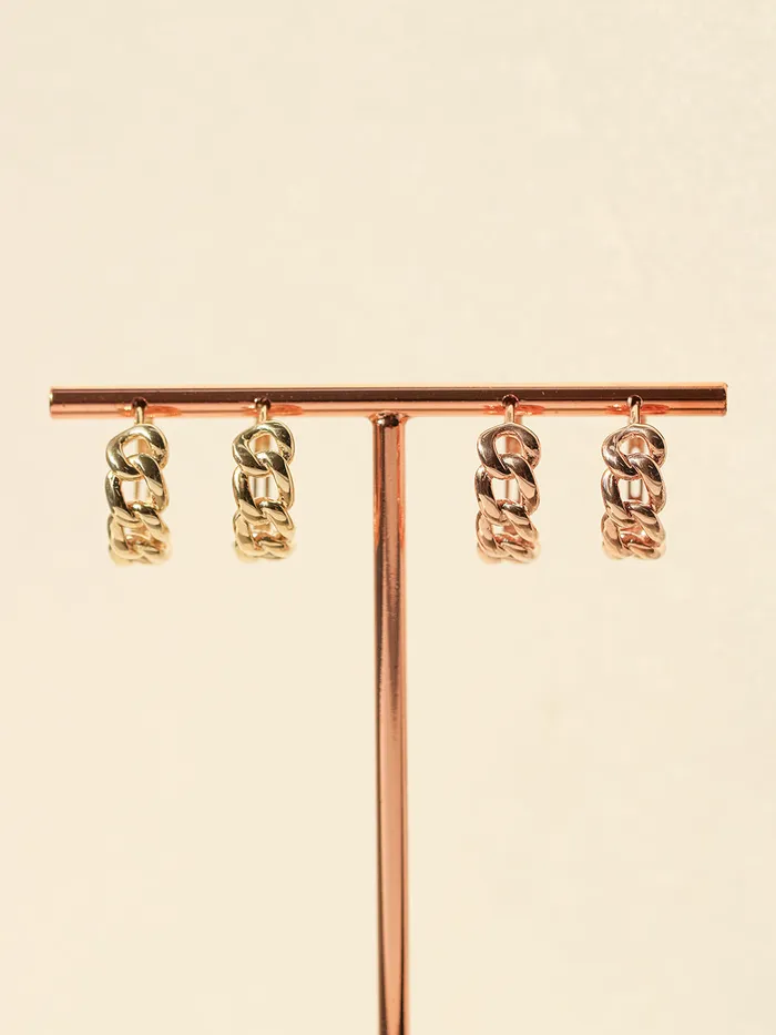 14K 18K Gold Twist Bold Chain Cartilage Hoop Earring MinimalBijoux Earrings