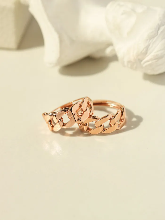 14K 18K Gold Twist Bold Chain Cartilage Hoop Earring MinimalBijoux Earrings