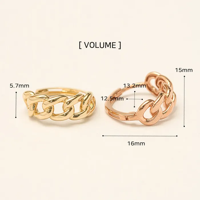 14K 18K Gold Twist Bold Chain Cartilage Hoop Earring MinimalBijoux Earrings