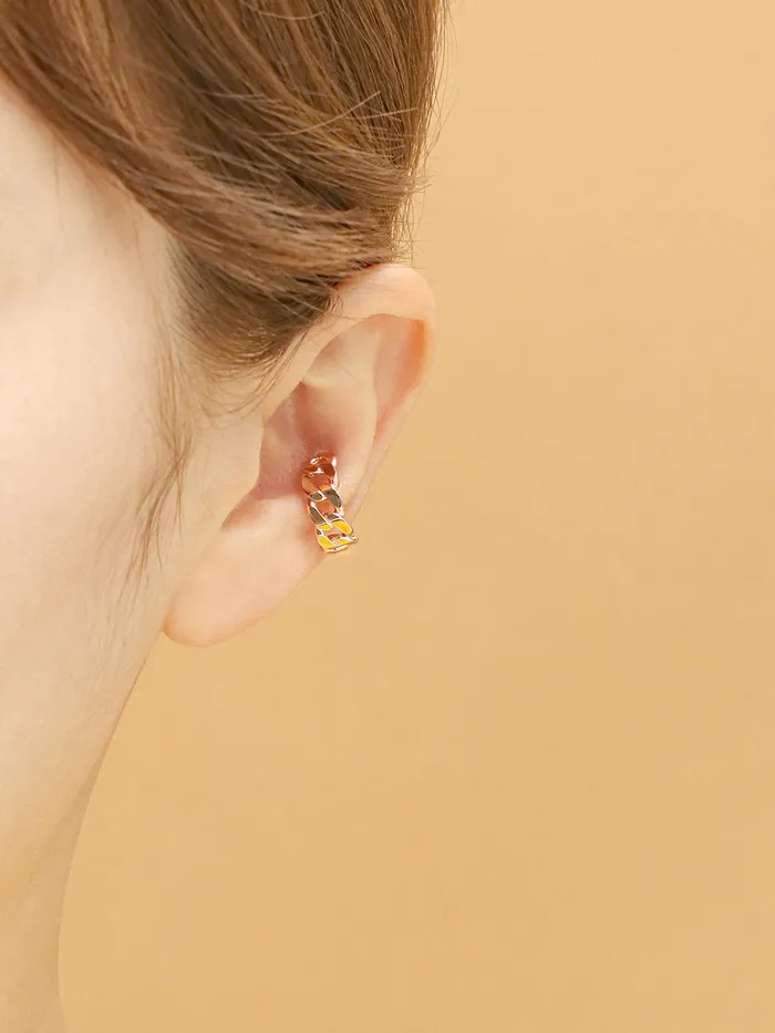 14K 18K Gold Twist Bold Chain Cartilage Hoop Earring MinimalBijoux Earrings