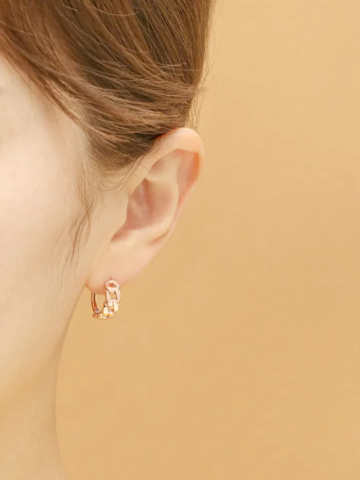 14K 18K Gold Twist Bold Chain Cartilage Hoop Earring MinimalBijoux Earrings