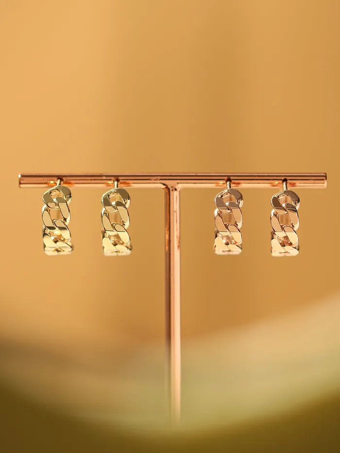 14K 18K Gold Twist Bold Chain Cartilage Hoop Earring MinimalBijoux Earrings