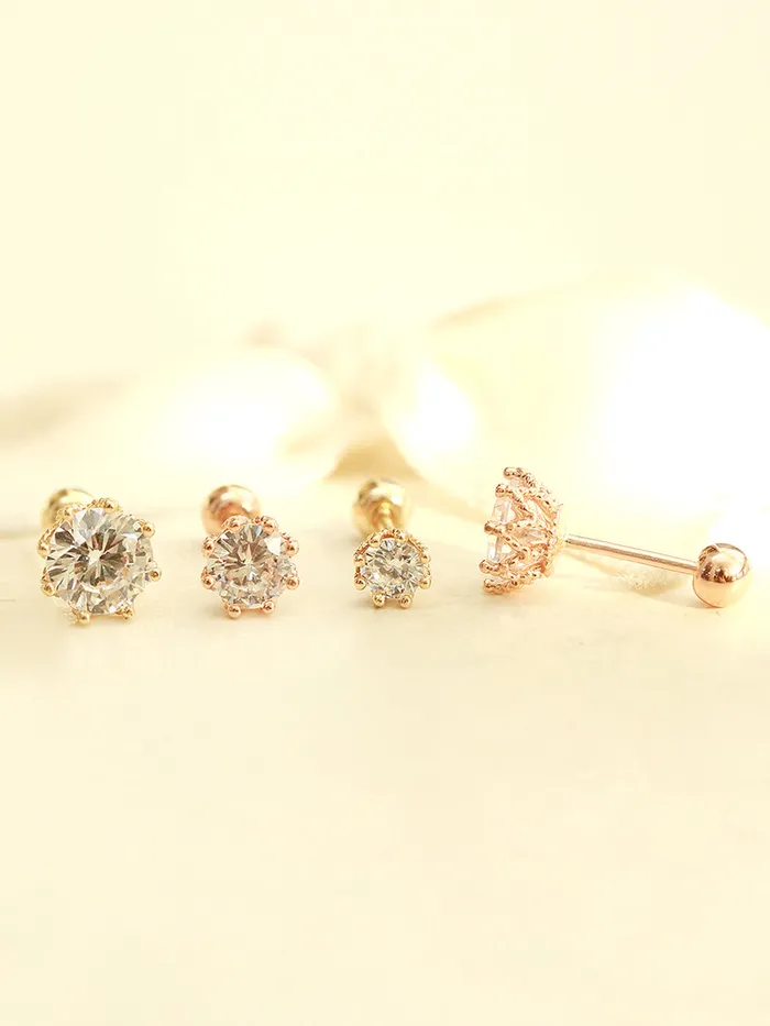 14K Gold Antique Cubic Cartilage Earring 20G18G MinimalBijoux Earrings