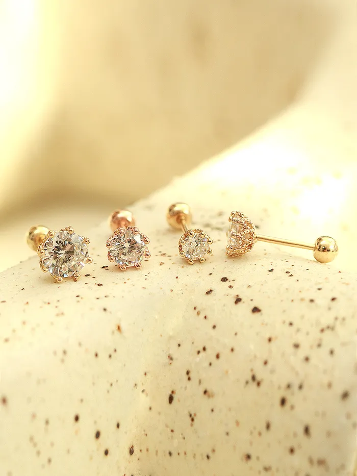 14K Gold Antique Cubic Cartilage Earring 20G18G MinimalBijoux Earrings