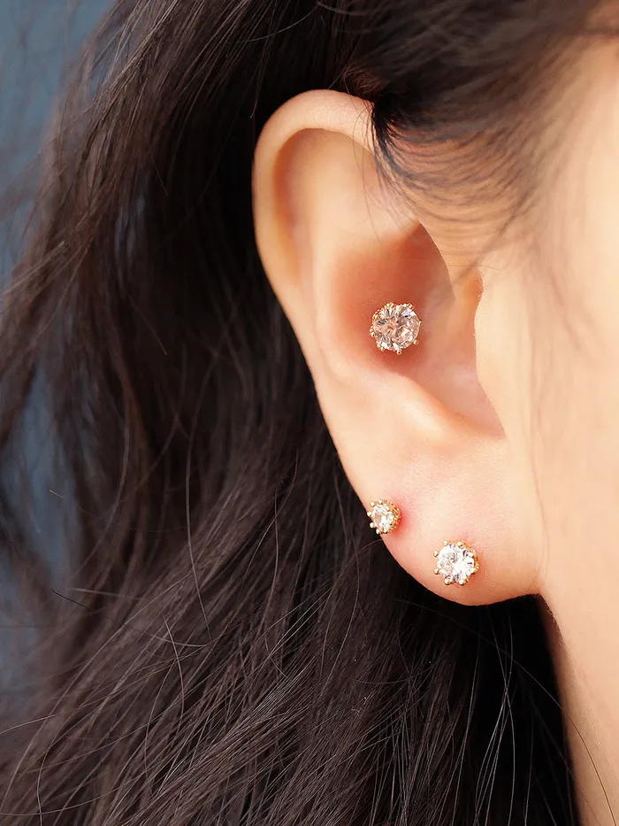 14K Gold Antique Cubic Cartilage Earring 20G18G MinimalBijoux Earrings