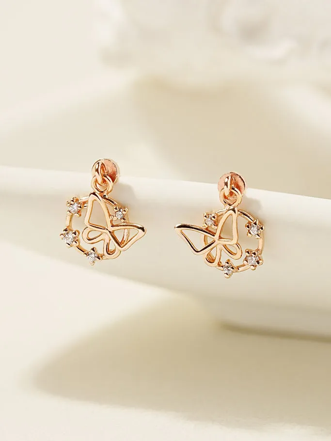 14K Gold Circle Cubic Butterfly Drop Internally Threaded Labret Piercing 20G18G16G MinimalBijoux Earrings 14K Gold Circle Cubic Butterfly Drop Internally Threaded Labret Piercing 20G18G16G MinimalBijoux Earrings