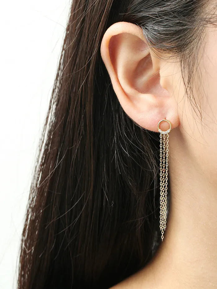14K gold Circle Long threader drop earring 20g MinimalBijoux Earrings