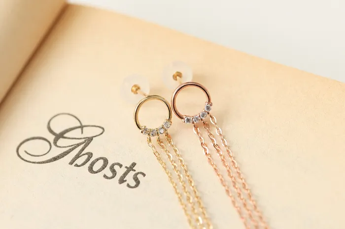 14K gold Circle Long threader drop earring 20g MinimalBijoux Earrings