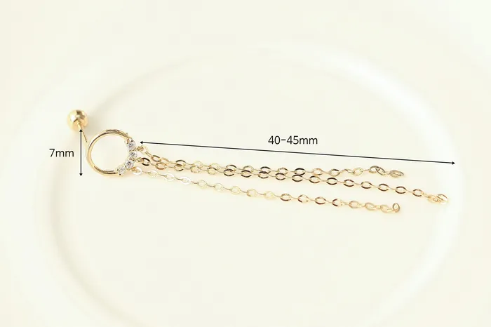 14K gold Circle Long threader drop earring 20g MinimalBijoux Earrings