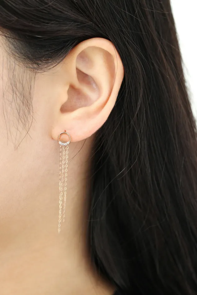 14K gold Circle Long threader drop earring 20g MinimalBijoux Earrings