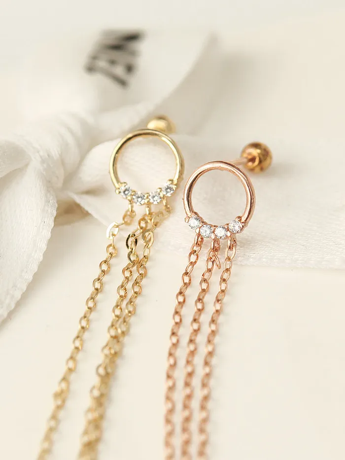 14K gold Circle Long threader drop earring 20g MinimalBijoux Earrings