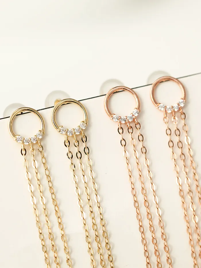 14K gold Circle Long threader drop earring 20g MinimalBijoux Earrings